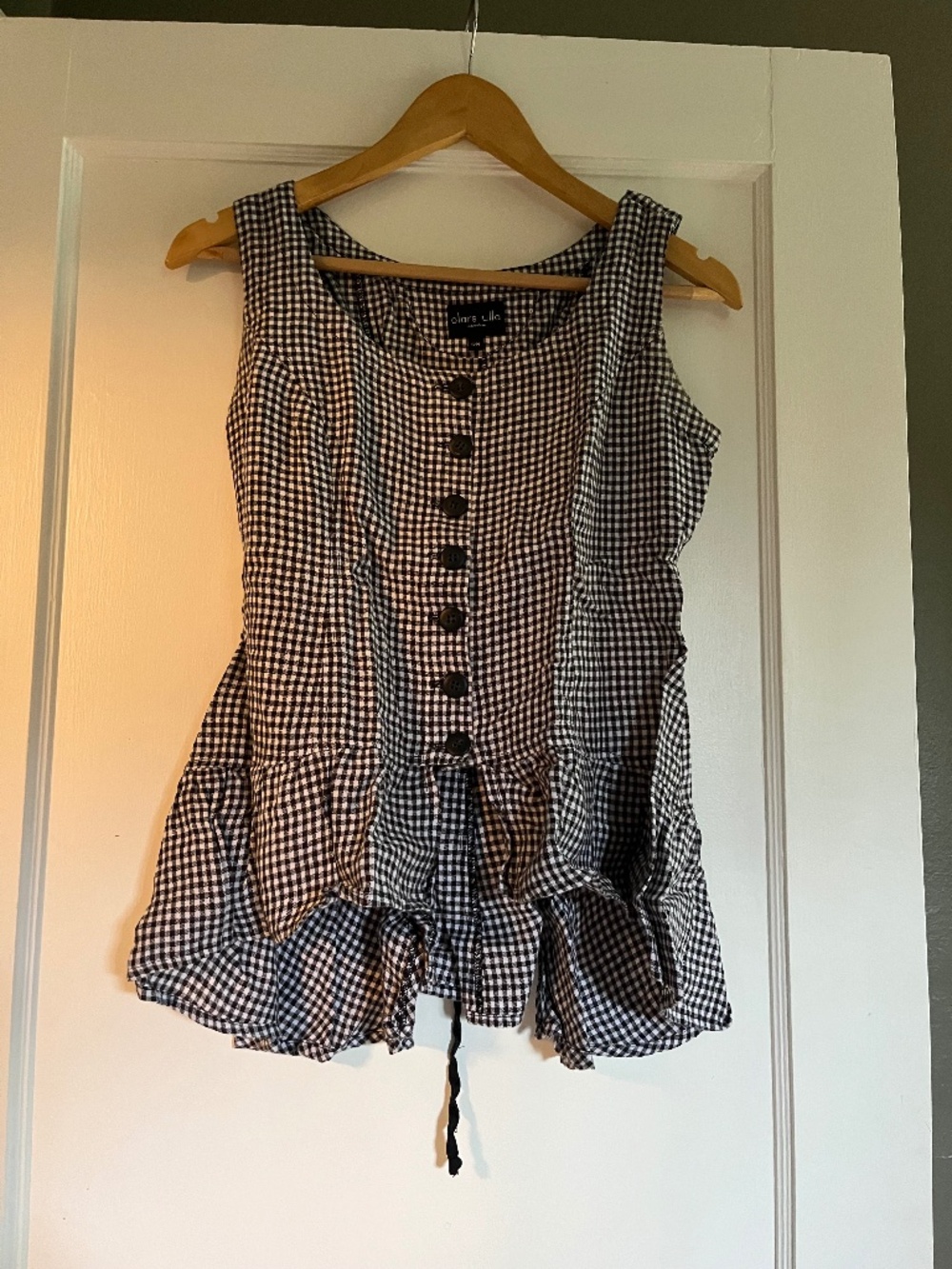 Swedish Olars Ulla Peplum Ruffle Gingham Top